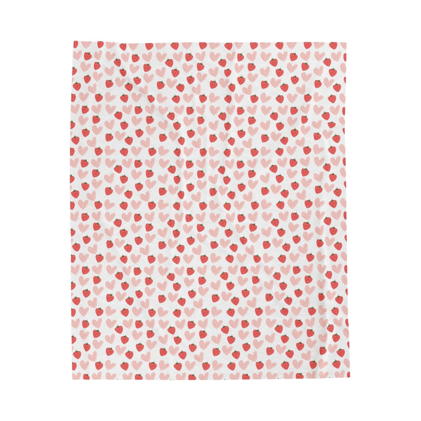 Hearts and Berries Velveteen Plush Blanket