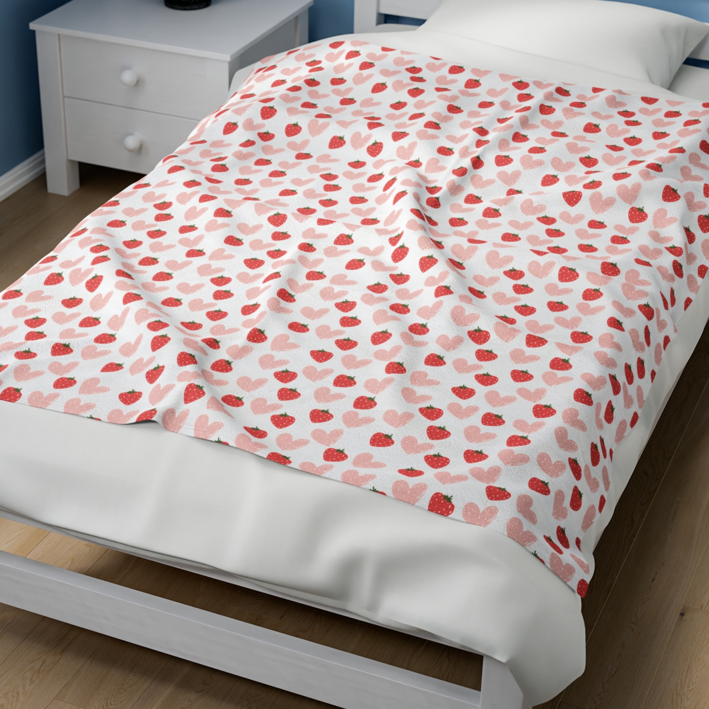 Hearts and Berries Velveteen Plush Blanket